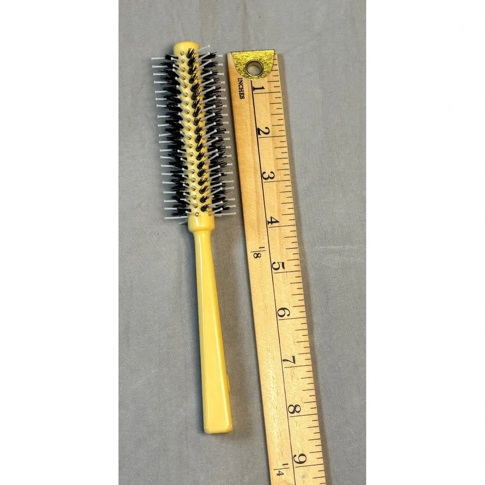 Vintage Goody Round Hair Brush Yellow Handle Black White Bristles Made in USA